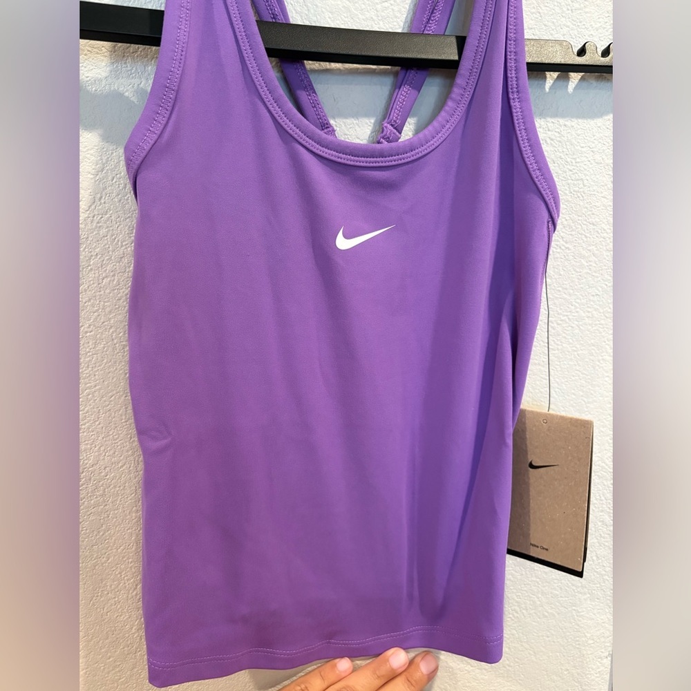 Nike One Fitted Girls Dri-FIT Purple Training Tank Size Medium 10/12 FZ5598-521 - Picture 3 of 11